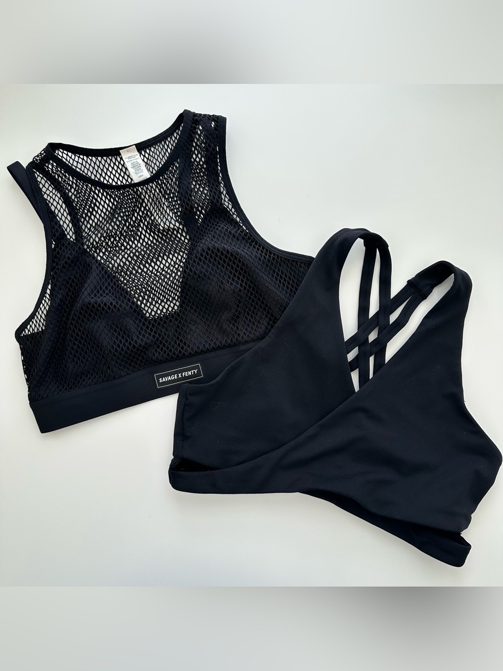 Savage X Fenty and Fabletics black sports bra lot